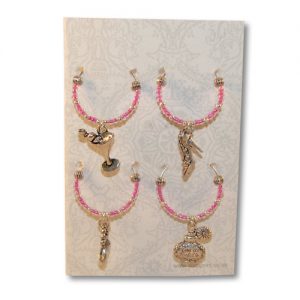4 Pink Wine Charms
